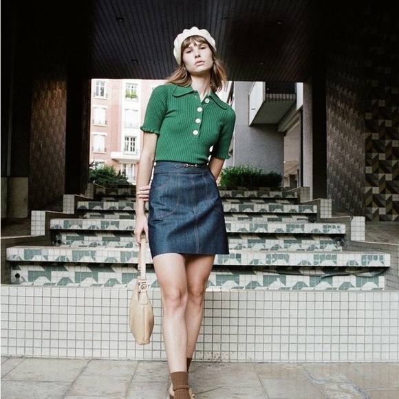 Nathalie Dumiex Françoise raw denim skirt, Fr36 - Picture 1 of 6